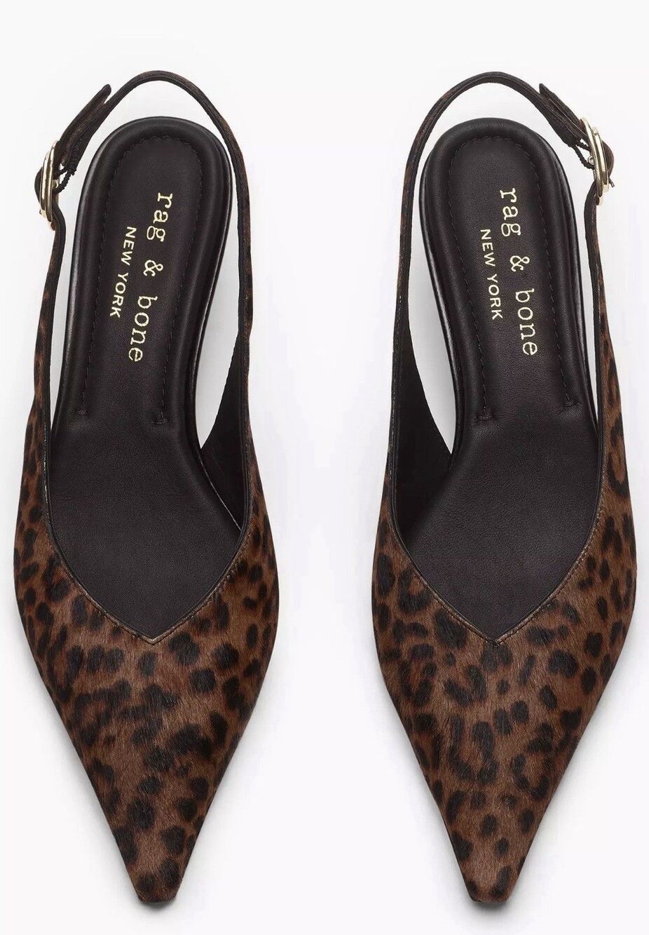 Rag & Bone Madison 7 Leopard Calf Hair Slingback Kitten Heel Pumps Sz 37 M $468 - Picture 4 of 16